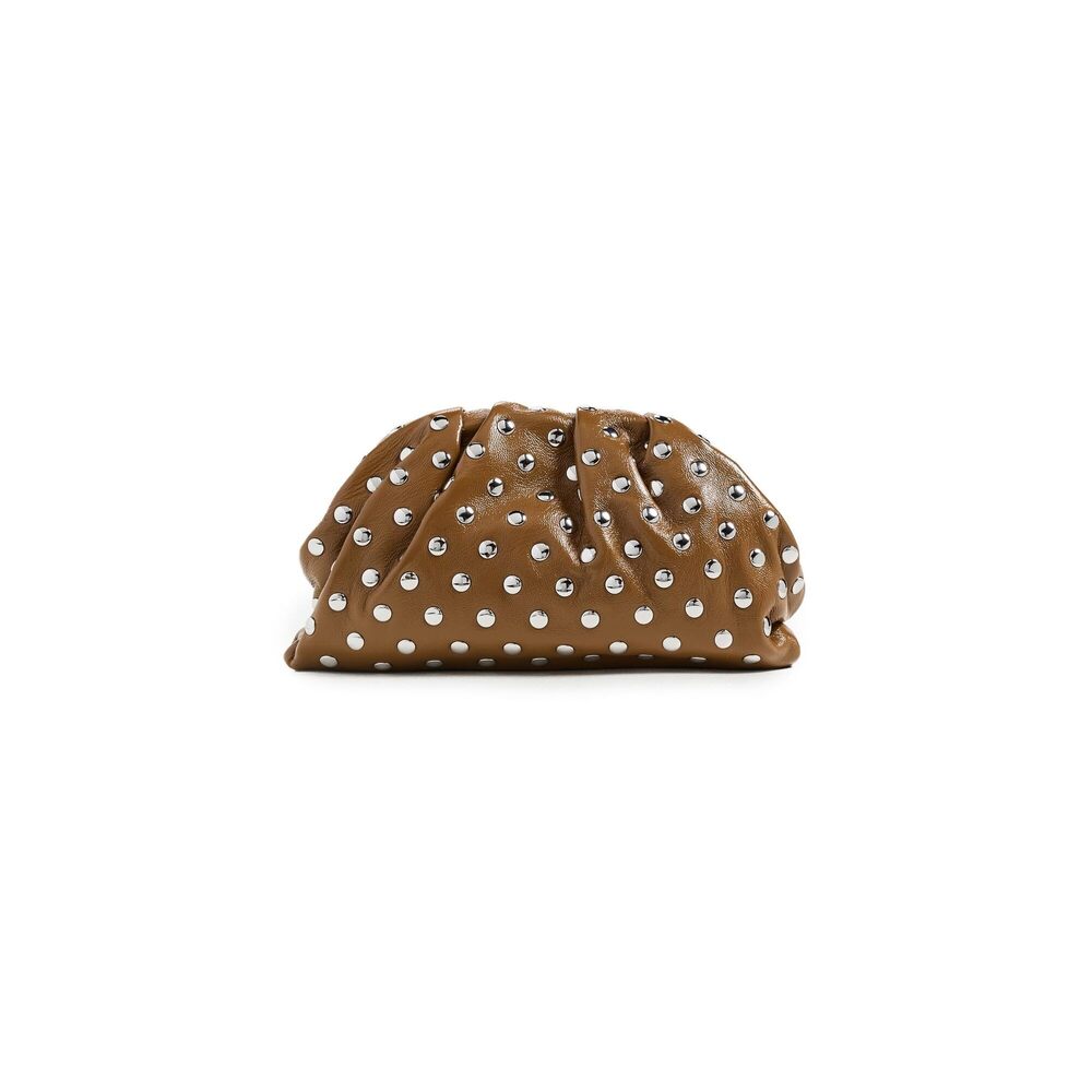 9599 Bailey Studded Clutch, Safari/Silver, One Size